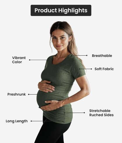 Funny Maternity Shirts for Women - Pregnancy Must Haves Gifts for Pregnant Mom Comfortable Ruched Sides Tops in Kuwait