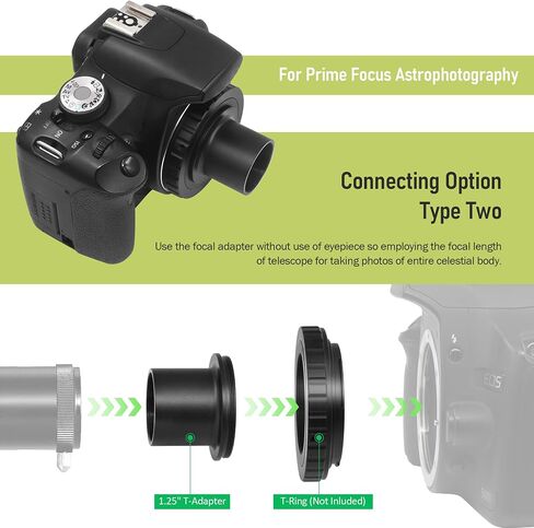 Astromania Telescope Photo Adapter Extendable Camera Adapter with T Adapter | For Prime-Focus & Eyepiece-Projection, Fit Canon Nikon SLR Camera Astrophotography, For 1.25" Eyepiece Astronomical Telescope in Saudi Arabia