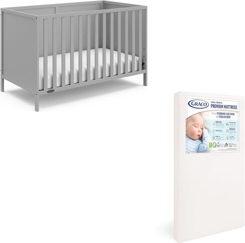 مجموعة أساسيات حضانة Graco Theo Crib and Mattress (أسود) - مرتبة سرير أطفال ومرتبة معتمدة من GREENGUARD Gold، أسرة مع مرتبة متضمنة، سرير أطفال قابل للتحويل، مراتب أطفال لسرير الأطفال in Saudi Arabia
