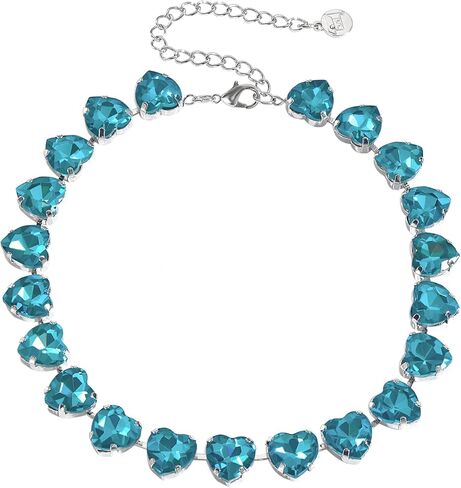 Firstmeet Heart-shaped Crystal Rhinestone Collar Necklace Wedding Sparkly Colorful Crystal Choker For Women in Kuwait