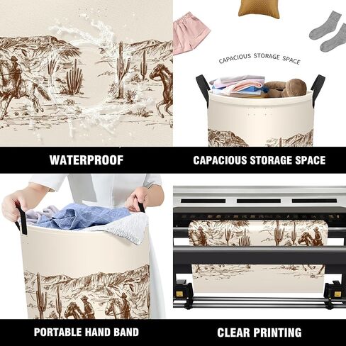 Western Aztec Cow Print Baby Laundry Hamper,Laundry Basket,Waterproof Storage Bin for Bedroom,Clothes Organizer Basket,Toys Box,Room Decor in Saudi Arabia