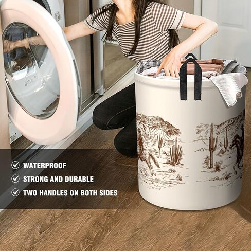 Western Aztec Cow Print Baby Laundry Hamper,Laundry Basket,Waterproof Storage Bin for Bedroom,Clothes Organizer Basket,Toys Box,Room Decor in Saudi Arabia