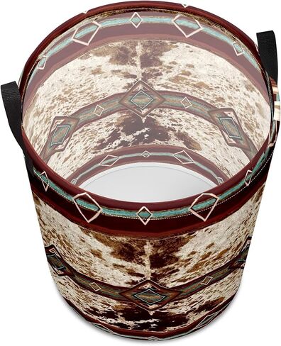 Western Aztec Cow Print Baby Laundry Hamper,Laundry Basket,Waterproof Storage Bin for Bedroom,Clothes Organizer Basket,Toys Box,Room Decor in Saudi Arabia