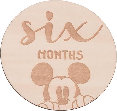 Disney Mickey Mouse Natural Wood Tone, 12 Piece Wooden Engraved Milestone Cards in Kuwait