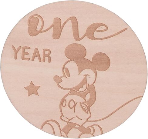 Disney Mickey Mouse Natural Wood Tone, 12 Piece Wooden Engraved Milestone Cards in Kuwait