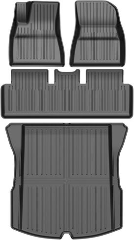 2024 إصدار جديد من Tesla Model 3 سجادات أرضية هايلاند تناسب جميع الأحوال الجوية TPE Cargo Liner Cargo Cargo Accessories، متوافقة مع 2021 2022 Tesla Model 3 (2024 Model 3 طقم سجادة أرضية كاملة مكون من 6 قطع) in Kuwait