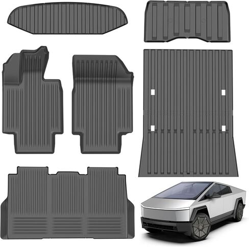 2024 إصدار جديد من Tesla Model 3 سجادات أرضية هايلاند تناسب جميع الأحوال الجوية TPE Cargo Liner Cargo Cargo Accessories، متوافقة مع 2021 2022 Tesla Model 3 (2024 Model 3 طقم سجادة أرضية كاملة مكون من 6 قطع) in Kuwait