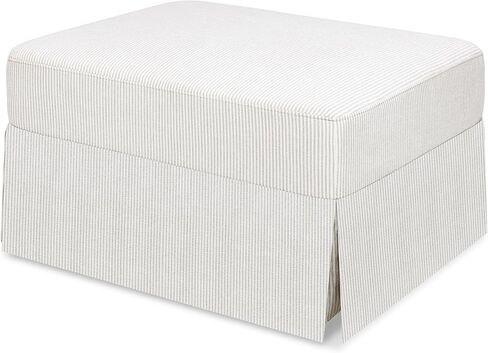 Namesake Crawford Gliding Ottoman in Fog Chatham Stripe Performance Eco-Weave, Water Repellent & Stain Resistant, Greenguard Gold & CertiPUR-US Certified in Saudi Arabia