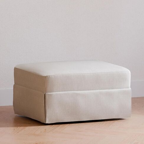 Namesake Crawford Gliding Ottoman in Fog Chatham Stripe Performance Eco-Weave, Water Repellent & Stain Resistant, Greenguard Gold & CertiPUR-US Certified in Saudi Arabia