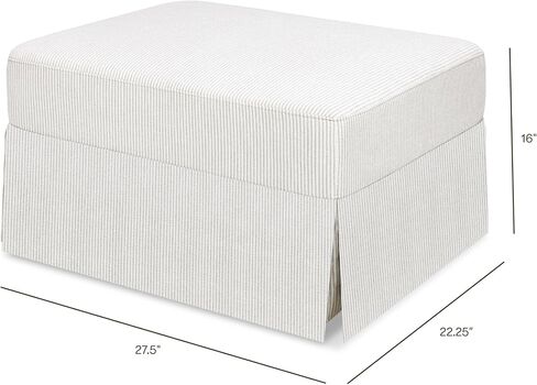 Namesake Crawford Gliding Ottoman in Fog Chatham Stripe Performance Eco-Weave, Water Repellent & Stain Resistant, Greenguard Gold & CertiPUR-US Certified in Saudi Arabia