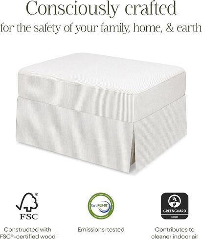 Namesake Crawford Gliding Ottoman in Fog Chatham Stripe Performance Eco-Weave, Water Repellent & Stain Resistant, Greenguard Gold & CertiPUR-US Certified in Saudi Arabia