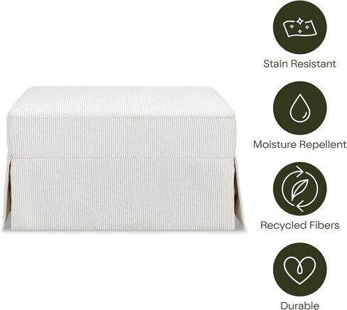 Namesake Crawford Gliding Ottoman in Fog Chatham Stripe Performance Eco-Weave, Water Repellent & Stain Resistant, Greenguard Gold & CertiPUR-US Certified in Saudi Arabia