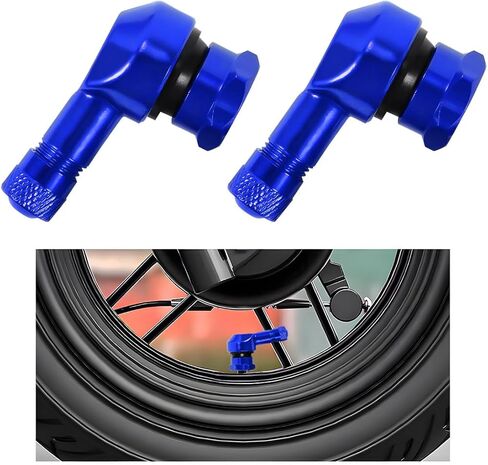 2 PCS Motorcycle Tire Valve Stems, 90 Degree Aluminum 11.3mm/10mm Rim Wheel Tubeless Angle Air Stem with Rubber Seals, Compatible with Most Motorcycles, Bikes, Scooters (Silver) in Kuwait