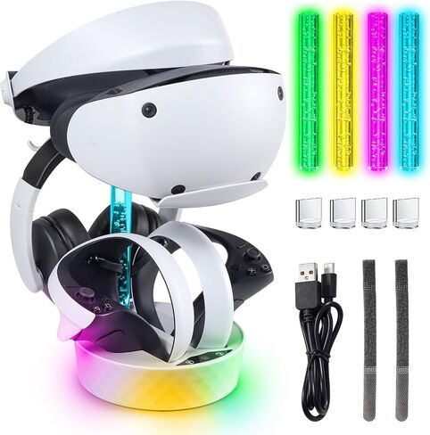 Controller Charging Dock for PS5 VR2,PSVR 2 Charging Station with Breath RGB Light Support for PSVR2 Holder Display Stand for PSVR2 Accessories 4 Magnetic Clasp & Type-C Cable in Saudi Arabia