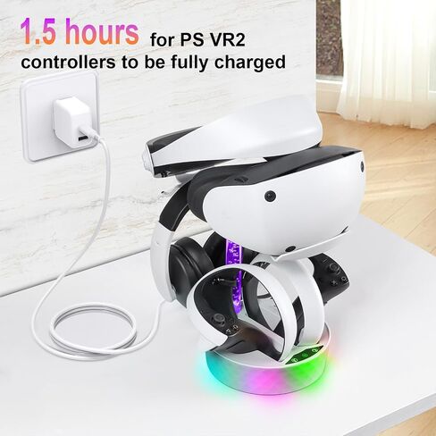 Controller Charging Dock for PS5 VR2,PSVR 2 Charging Station with Breath RGB Light Support for PSVR2 Holder Display Stand for PSVR2 Accessories 4 Magnetic Clasp & Type-C Cable in Saudi Arabia