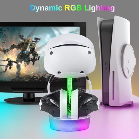 Controller Charging Dock for PS5 VR2,PSVR 2 Charging Station with Breath RGB Light Support for PSVR2 Holder Display Stand for PSVR2 Accessories 4 Magnetic Clasp & Type-C Cable in Saudi Arabia
