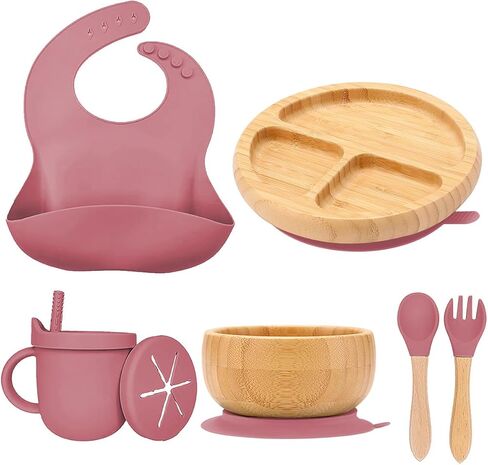 أطباق من الخيزران للأطفال والرضع، طبق شفط من الخيزران لتغذية وفطام الأطفال in Kuwait