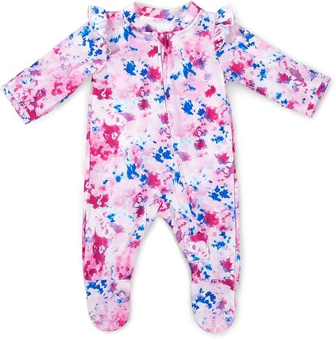 Haloumoning Baby Girl Tie Dye Footie Newborn Clothes Infant Ruffle Long Sleeve One Piece Outfit in Saudi Arabia