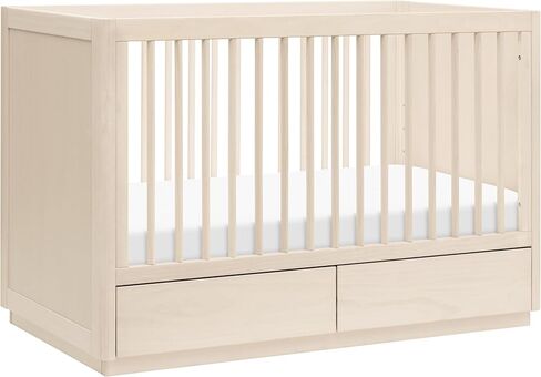 سرير تخزين قابل للتحويل 3 في 1 من Babyletto Bento مع مجموعة تحويل سرير الأطفال الصغار باللون الطبيعي المغسول، وأدراج تخزين سفلية، Greenguard Gold in Kuwait