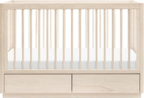 سرير تخزين قابل للتحويل 3 في 1 من Babyletto Bento مع مجموعة تحويل سرير الأطفال الصغار باللون الطبيعي المغسول، وأدراج تخزين سفلية، Greenguard Gold in Kuwait