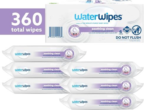 WaterWipes Soothing Clean Baby Wipes, 99% Water-Based Formula with Botanical Extract to Soothe & Protect Skin, Unscented & Hypoallergenic, 60 Count (1 Pack) in Saudi Arabia