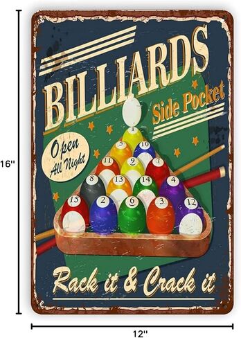 Billiards Fans Metal Signs Home Decor Billiards Side Pocket Tin Poster Plaque For Club Garage Office Wall Decoration 8x12 Inches in Saudi Arabia