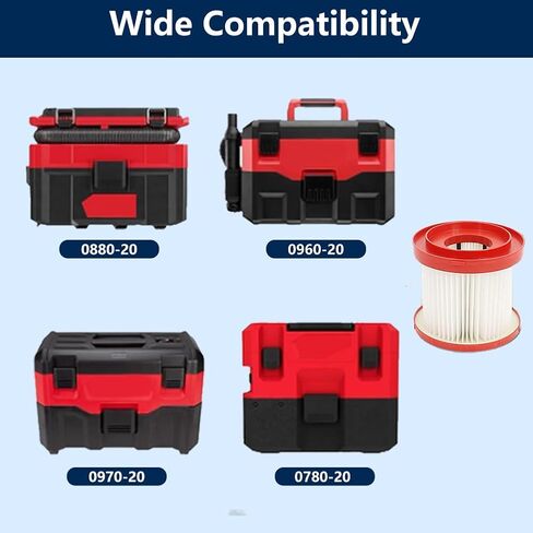 2 حزمة مرشح فراغ لميلووكي 49-90-1900 M18 M12 الوقود + 2 حزمة مرشحات الإسفنج، 49-90-2015 استبدال HEPA، متوافق مع 0880-20 ميلووكي اللاسلكي والمكانس الجافة الرطبة in Kuwait