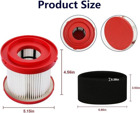 2 حزمة مرشح فراغ لميلووكي 49-90-1900 M18 M12 الوقود + 2 حزمة مرشحات الإسفنج، 49-90-2015 استبدال HEPA، متوافق مع 0880-20 ميلووكي اللاسلكي والمكانس الجافة الرطبة in Kuwait