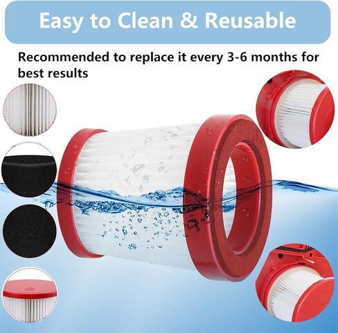 2 حزمة مرشح فراغ لميلووكي 49-90-1900 M18 M12 الوقود + 2 حزمة مرشحات الإسفنج، 49-90-2015 استبدال HEPA، متوافق مع 0880-20 ميلووكي اللاسلكي والمكانس الجافة الرطبة in Kuwait