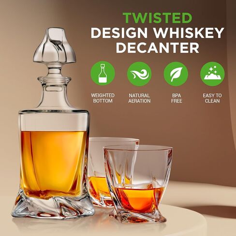 NutriChefKitchen Home Bar Whiskey Decanter,Whiskey Glass Decanter Aerator Set with Four 750ml Whiskey Glasses,Elegant Home Bar,Tabletop Accent Decoration,Separates Sediment Effectively Before Pouring in Saudi Arabia