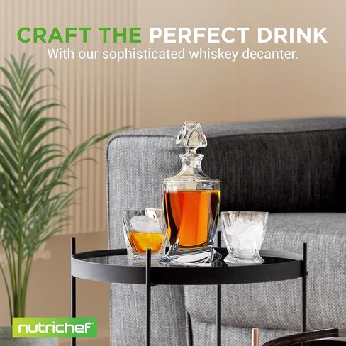 NutriChefKitchen Home Bar Whiskey Decanter,Whiskey Glass Decanter Aerator Set with Four 750ml Whiskey Glasses,Elegant Home Bar,Tabletop Accent Decoration,Separates Sediment Effectively Before Pouring in Saudi Arabia