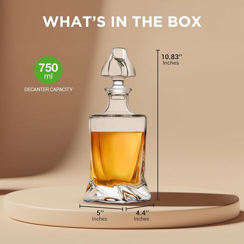 NutriChefKitchen Home Bar Whiskey Decanter,Whiskey Glass Decanter Aerator Set with Four 750ml Whiskey Glasses,Elegant Home Bar,Tabletop Accent Decoration,Separates Sediment Effectively Before Pouring in Saudi Arabia