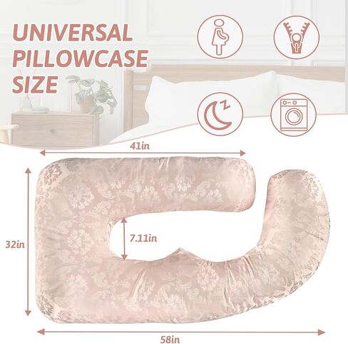 Pregnancy Pillow Cover, Maternity Pillow Cover, J Shaped Full Body Pillow Case Fits Most 55/57 Inch Pregnant Pillow, Comfortable and Machine Washable, Rose Gold (Cover Only) in Saudi Arabia