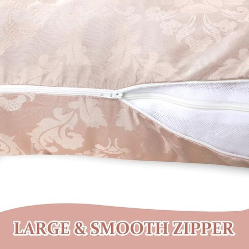 Pregnancy Pillow Cover, Maternity Pillow Cover, J Shaped Full Body Pillow Case Fits Most 55/57 Inch Pregnant Pillow, Comfortable and Machine Washable, Rose Gold (Cover Only) in Saudi Arabia