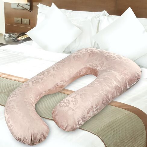 Pregnancy Pillow Cover, Maternity Pillow Cover, J Shaped Full Body Pillow Case Fits Most 55/57 Inch Pregnant Pillow, Comfortable and Machine Washable, Rose Gold (Cover Only) in Saudi Arabia