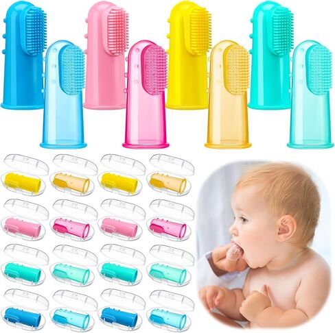 Zopeal 16 Sets Baby Toothbrush Finger Toothbrush for Toddler Kids Finger Toothbrush Silicone Baby Toothbrush Soft Baby Finger Toothbrush for Infant Toddler Training Teething Oral Cleaning Massaging in Saudi Arabia