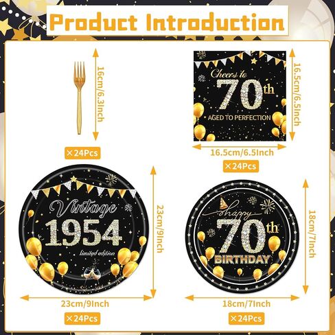 50th Party Tableware Set - 96PCS Black Gold 1974 50th Birthday Decorations Supplies Cheers to 50 Years Paper Plate Napkin Fork Supplies Vintage 50th Birthday Party Decor Supplies Men Women in Saudi Arabia