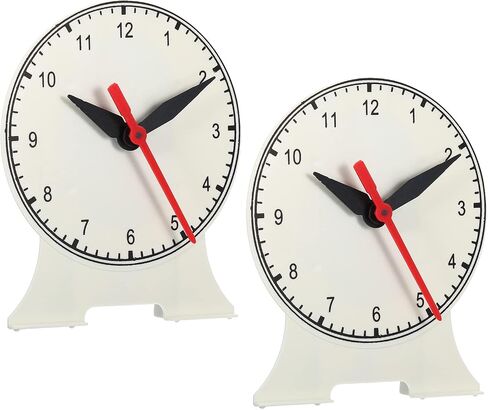 PATIKIL 5.5" x 4.7" Teaching Clock, Learn Clock Learning Tell Time Analog Clock Demonstration Clock 12 Hour 3 Pointers Geared Movement for Classroom Teacher, White in Saudi Arabia