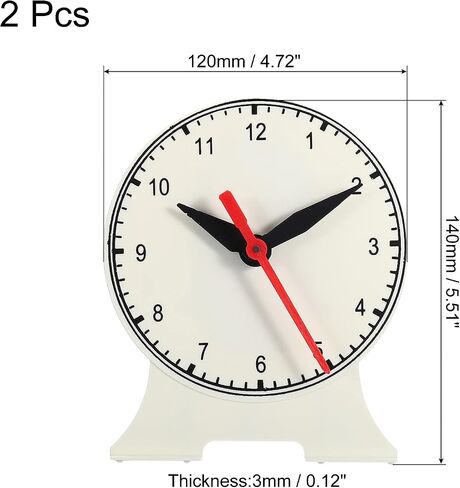 PATIKIL 5.5" x 4.7" Teaching Clock, Learn Clock Learning Tell Time Analog Clock Demonstration Clock 12 Hour 3 Pointers Geared Movement for Classroom Teacher, White in Saudi Arabia