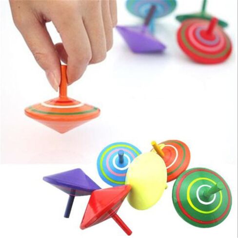 6 Pcs Set of Handmade Painted Wood Spinning Tops, Wooden Toys Educational Toys Kindergarten Toys Standard Tops in Saudi Arabia