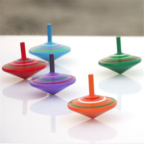 6 Pcs Set of Handmade Painted Wood Spinning Tops, Wooden Toys Educational Toys Kindergarten Toys Standard Tops in Saudi Arabia
