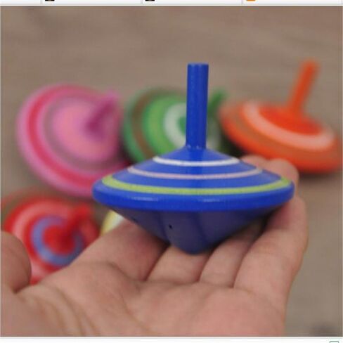 6 Pcs Set of Handmade Painted Wood Spinning Tops, Wooden Toys Educational Toys Kindergarten Toys Standard Tops in Saudi Arabia