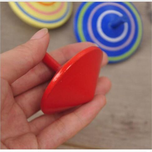6 Pcs Set of Handmade Painted Wood Spinning Tops, Wooden Toys Educational Toys Kindergarten Toys Standard Tops in Saudi Arabia