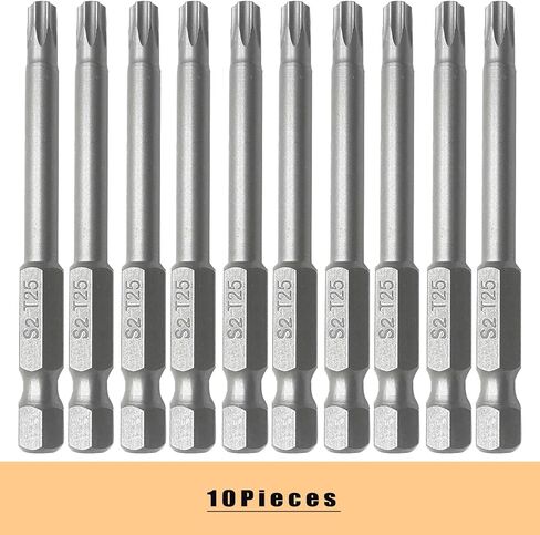 10PCS T30 Torx Screwdriver Bit, 1/4 Inch Hex Shank 65mm Long, S2 Steel Magnetic Torx Screwdriver Set Tool, Silver in Kuwait