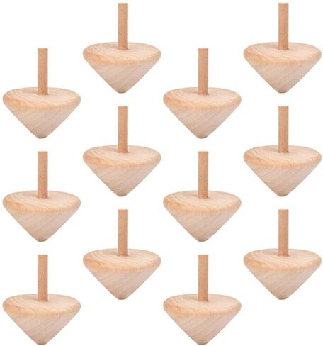 Totority Wooden Gyro, Wooden Top Bulk 36Pcs Handmade Wood Tops Gyro Painting Gyro DIY Rotated Gyro Playthings in Saudi Arabia