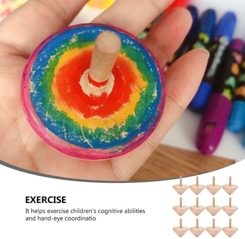 Totority Wooden Gyro, Wooden Top Bulk 36Pcs Handmade Wood Tops Gyro Painting Gyro DIY Rotated Gyro Playthings in Saudi Arabia