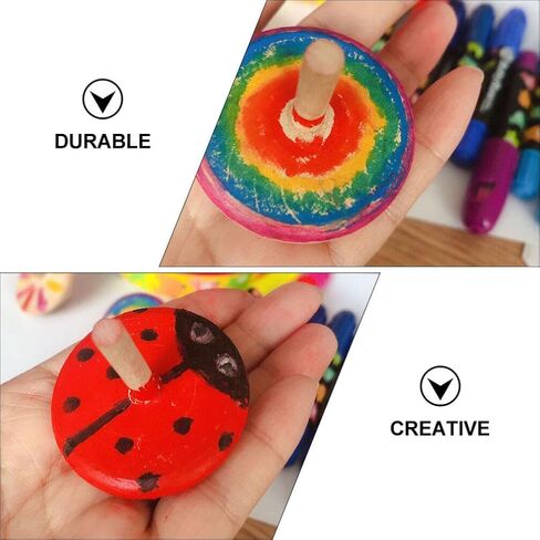 Totority Wooden Gyro, Wooden Top Bulk 36Pcs Handmade Wood Tops Gyro Painting Gyro DIY Rotated Gyro Playthings in Saudi Arabia