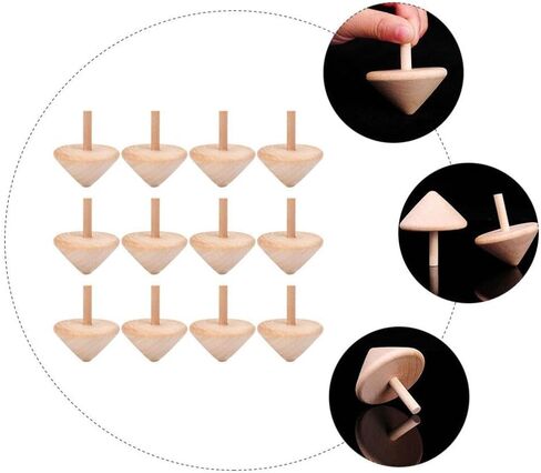 Totority Wooden Gyro, Wooden Top Bulk 36Pcs Handmade Wood Tops Gyro Painting Gyro DIY Rotated Gyro Playthings in Saudi Arabia