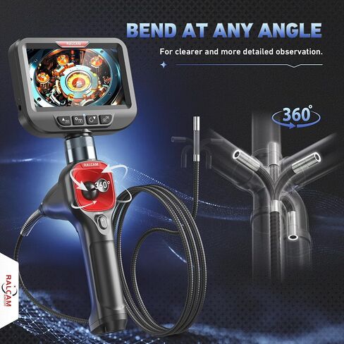 Articulating Borescope 360° Joystick, Ralcam 6.2mm 4 Ways Automotive Endoscope Inspection Camera with 6 LED Lights with 6.6FT Cable in Saudi Arabia