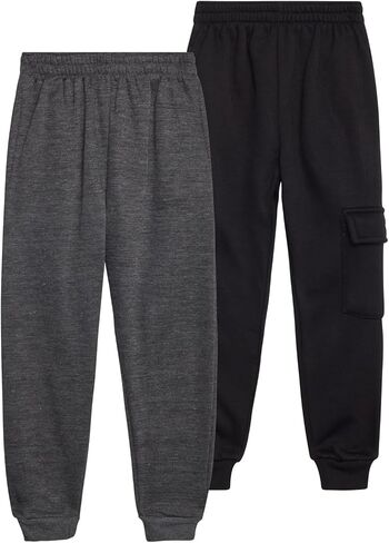 Little Boys’ Sweatpants - 2 Pack Active Fleece Cargo and Basic Jogger Pants for Toddlers and Little Boys (2T-7) in Kuwait